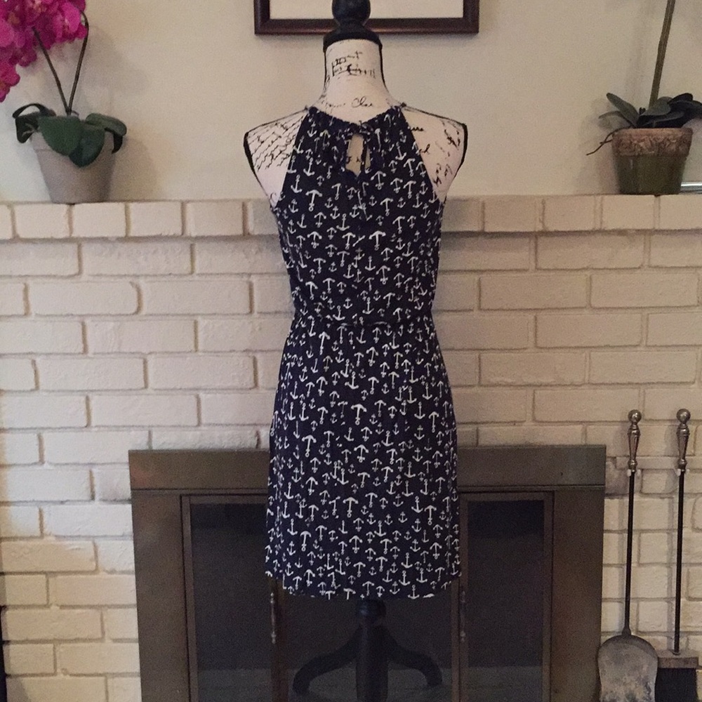 Old Navy Navy Blue Anchor Print Dress - Picture 2 of 6